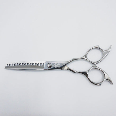 美品【フライングシザーズFLYING SCISSORS】OM-15M思金オモイカネ メガネ シザー セニング 美容ハサミ すきばさみ 美容師 理容師 約30~40% 右利き 6インチ 中古 sc65